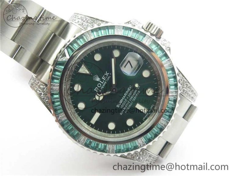 EasyMatch Submariner 116610 LV Green Diamonds Bezel Noob 1:1 Best Edition SS Case and Bracelet A 3045