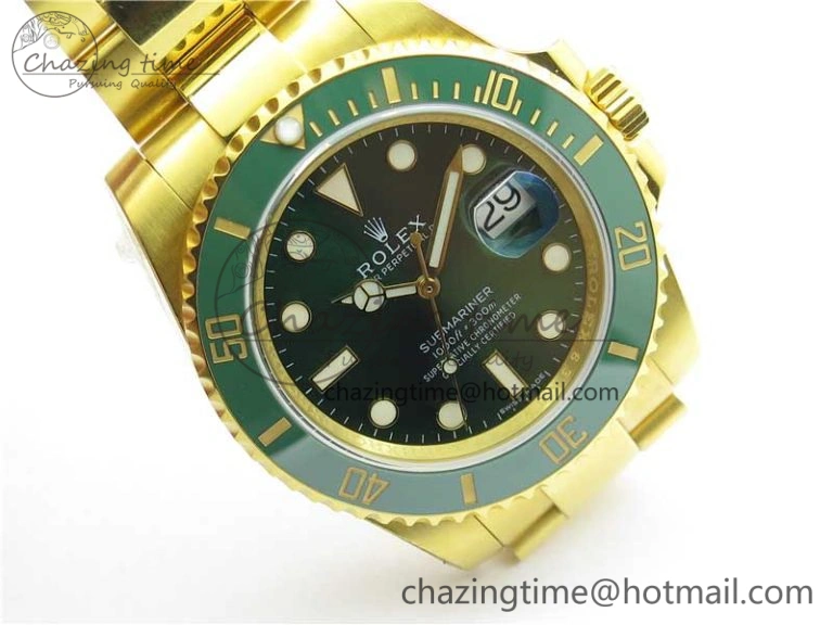 Submariner 116610 LV ROF Best Edition YG Wrapped Green Dial on YG Wrapped Bracelet A Contemporary 2909