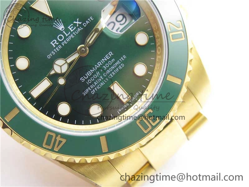 Submariner 116610 LV ROF Best Edition YG Wrapped Green Dial on YG Wrapped Bracelet A Contemporary 2909