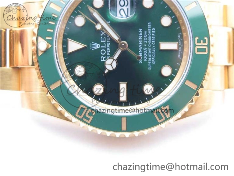 Submariner 116610 LV ROF Best Edition YG Wrapped Green Dial on YG Wrapped Bracelet A Contemporary 2909