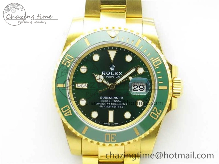 Submariner 116610 LV ROF Best Edition YG Wrapped Green Dial on YG Wrapped Bracelet A Contemporary 2909