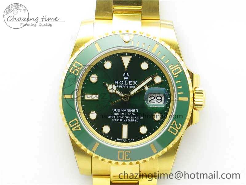 Submariner 116610 LV ROF Best Edition YG Wrapped Green Dial on YG Wrapped Bracelet A Contemporary 2909