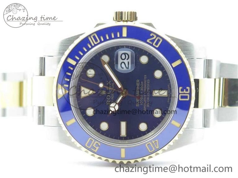 WellDesigned Submariner 116613 LB Blue Ceramic 316L Bp Maker 1:1 Best Edition Blue Dial on SS  YG Bracelet SA3135 V 3014