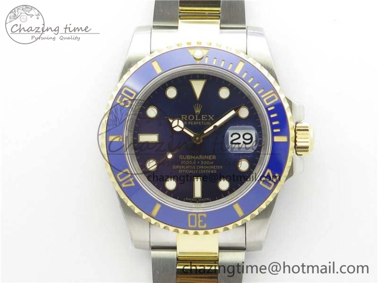 WellDesigned Submariner 116613 LB Blue Ceramic 316L Bp Maker 1:1 Best Edition Blue Dial on SS  YG Bracelet SA3135 V 3014