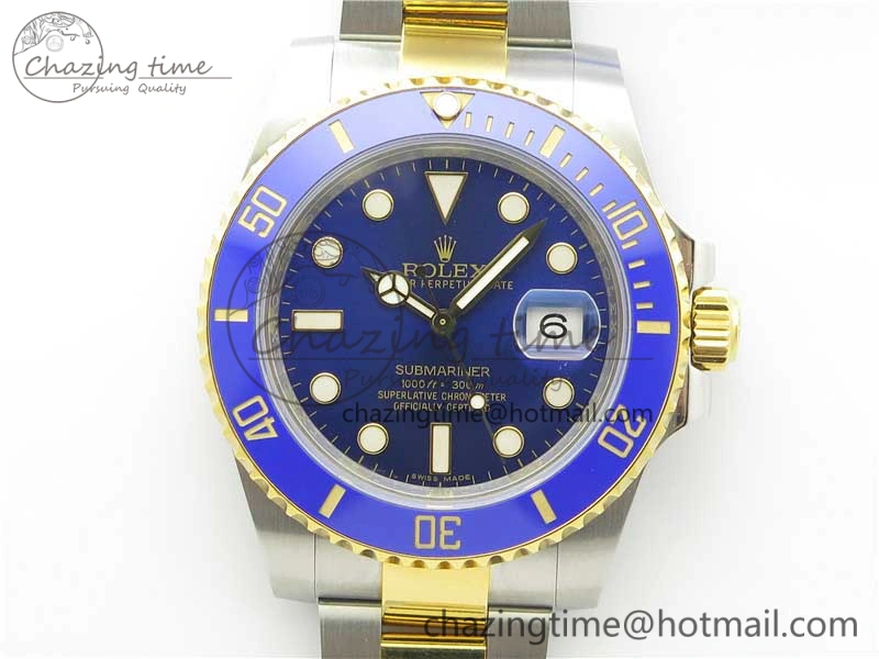 Breathable Submariner 116613 LB Blue Ceramic D1F 1:1 Best Edition Wrapped Gold SS Case and Bracelet A 3188