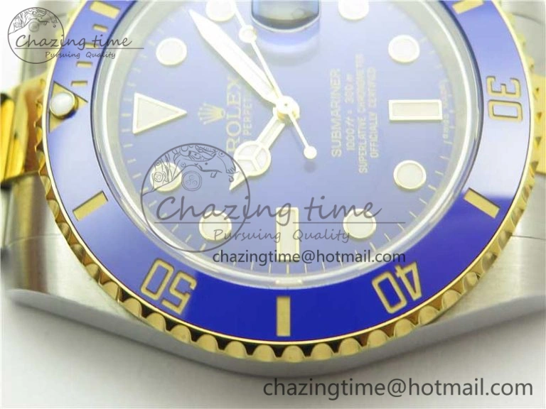 Breathable Submariner 116613 LB Blue Ceramic D1F 1:1 Best Edition Wrapped Gold SS Case and Bracelet A 3188