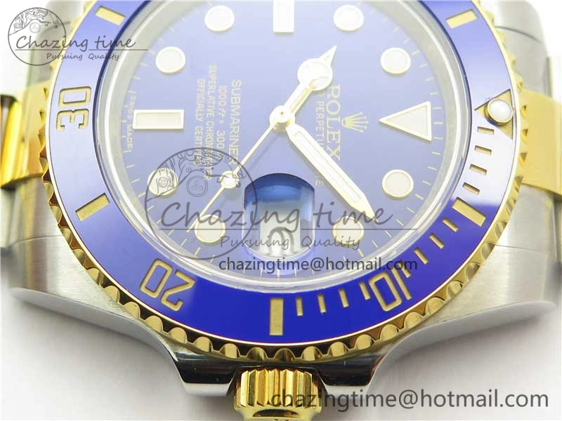 Breathable Submariner 116613 LB Blue Ceramic D1F 1:1 Best Edition Wrapped Gold SS Case and Bracelet A 3188