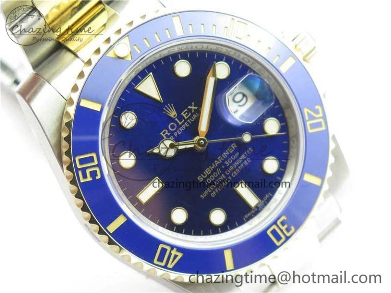 WrinkleFree Submariner 116613 LB Blue Ceramic SS YG Wrapped ROF 1:1 Best Edition Blue Dial On SS YG Wrapped Bracelet A 2911