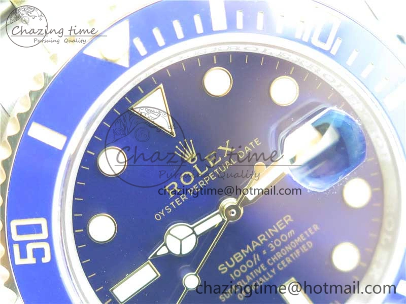 WrinkleFree Submariner 116613 LB Blue Ceramic SS YG Wrapped ROF 1:1 Best Edition Blue Dial On SS YG Wrapped Bracelet A 2911