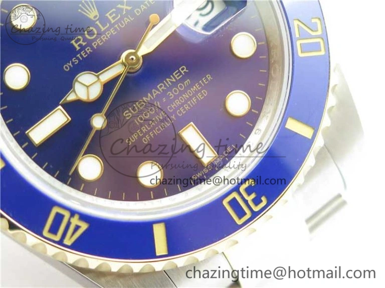 WrinkleFree Submariner 116613 LB Blue Ceramic SS YG Wrapped ROF 1:1 Best Edition Blue Dial On SS YG Wrapped Bracelet A 2911