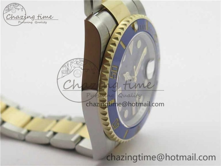 WrinkleFree Submariner 116613 LB Blue Ceramic SS YG Wrapped ROF 1:1 Best Edition Blue Dial On SS YG Wrapped Bracelet A 2911