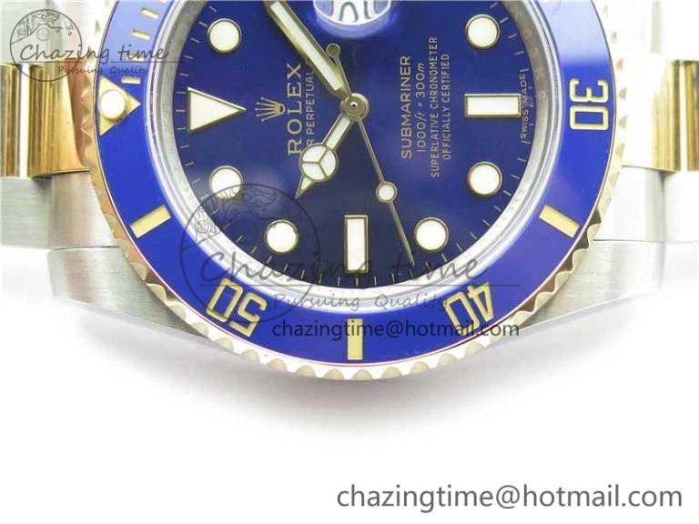 WrinkleFree Submariner 116613 LB Blue Ceramic SS YG Wrapped ROF 1:1 Best Edition Blue Dial On SS YG Wrapped Bracelet A 2911