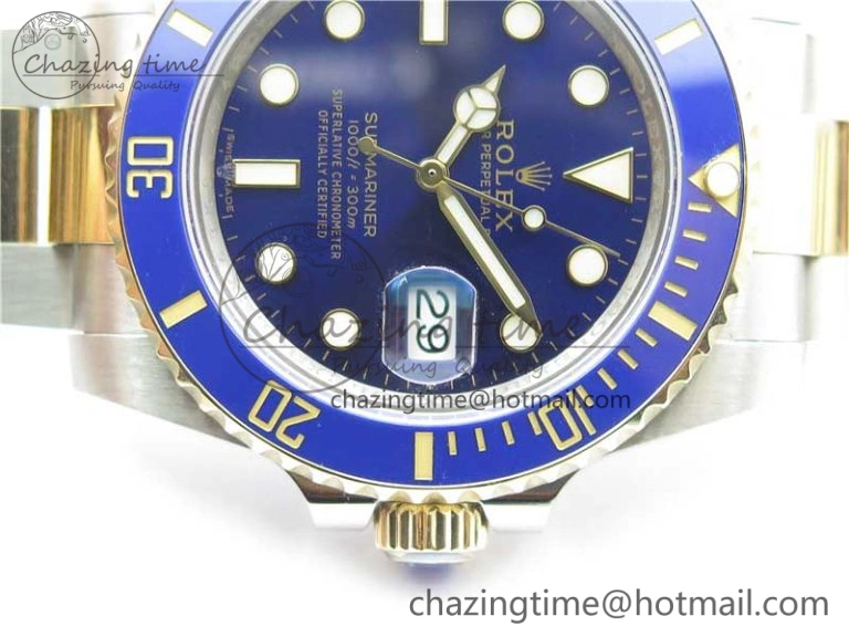 WrinkleFree Submariner 116613 LB Blue Ceramic SS YG Wrapped ROF 1:1 Best Edition Blue Dial On SS YG Wrapped Bracelet A 2911