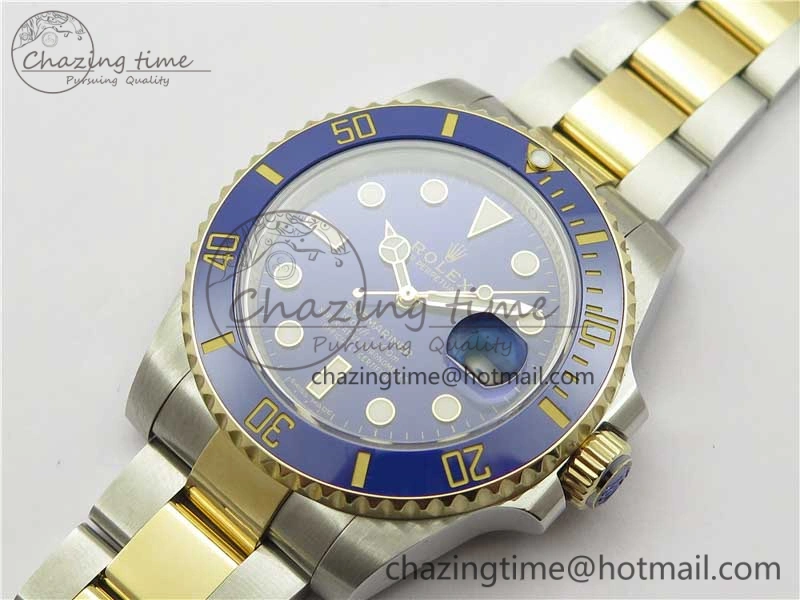 WrinkleFree Submariner 116613 LB Blue Ceramic SS YG Wrapped ROF 1:1 Best Edition Blue Dial On SS YG Wrapped Bracelet A 2911