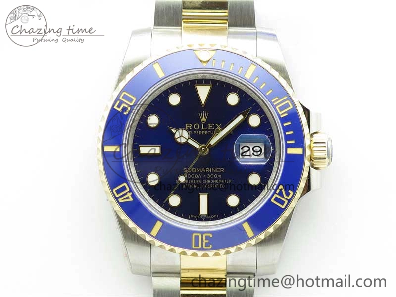 WrinkleFree Submariner 116613 LB Blue Ceramic SS YG Wrapped ROF 1:1 Best Edition Blue Dial On SS YG Wrapped Bracelet A 2911