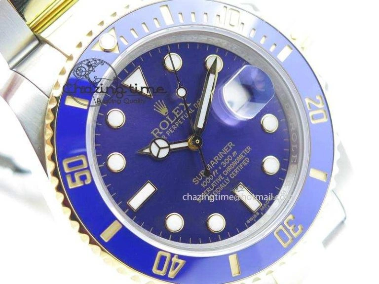 QuickDry Submariner 116613 LB Bp-Maker Best Edition Blue Dial On SS YG Bracelet ETA 3984