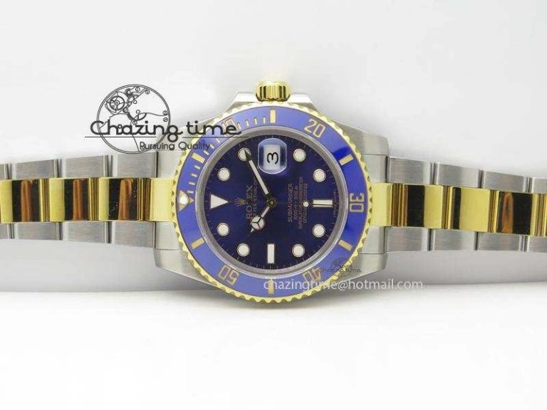 QuickDry Submariner 116613 LB Bp-Maker Best Edition Blue Dial On SS YG Bracelet ETA 3984