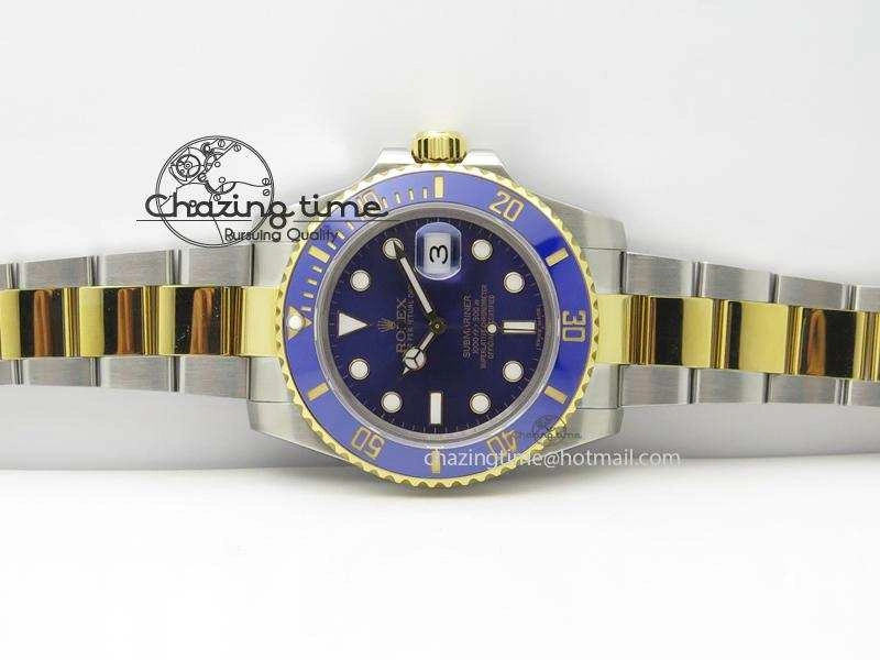 QuickDry Submariner 116613 LB Bp-Maker Best Edition Blue Dial On SS YG Bracelet ETA 3984
