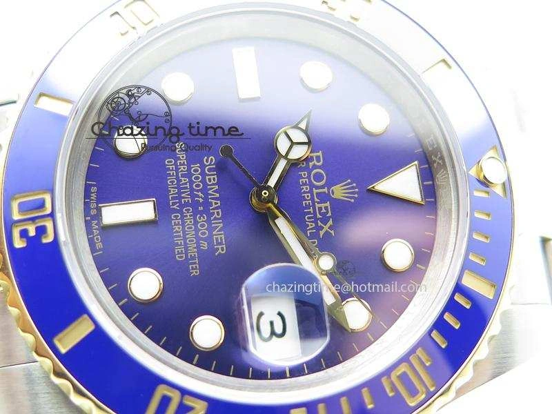 QuickDry Submariner 116613 LB Bp-Maker Best Edition Blue Dial On SS YG Bracelet ETA 3984
