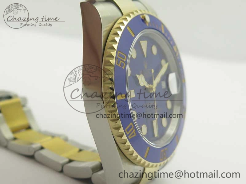 Bright Submariner 116613 LB Noob 1:1 Best Edition YG Wrapped Bezel Blue Dial on SS YG Bracelet A2836 V 3413
