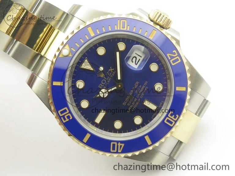 Bright Submariner 116613 LB Noob 1:1 Best Edition YG Wrapped Bezel Blue Dial on SS YG Bracelet A2836 V 3413