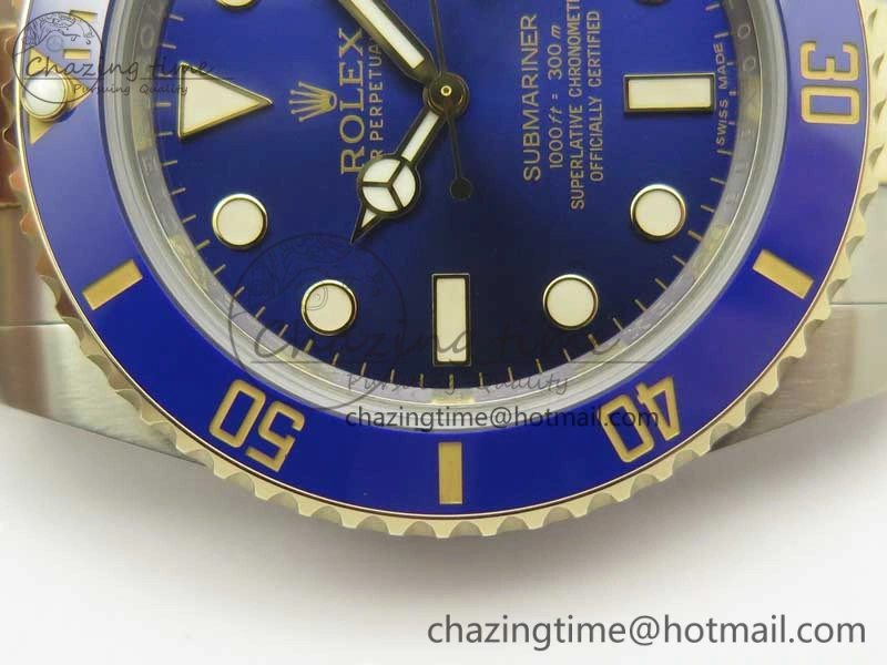 Bright Submariner 116613 LB Noob 1:1 Best Edition YG Wrapped Bezel Blue Dial on SS YG Bracelet A2836 V 3413