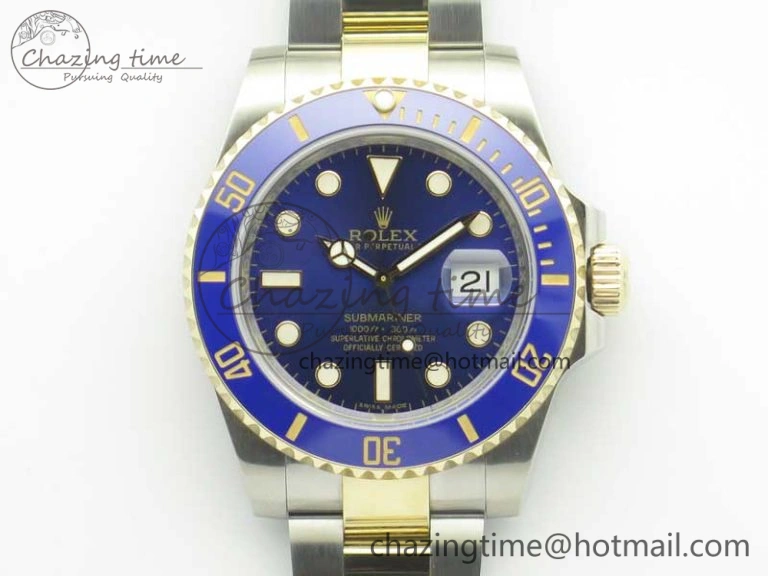 Bright Submariner 116613 LB Noob 1:1 Best Edition YG Wrapped Bezel Blue Dial on SS YG Bracelet A2836 V 3413