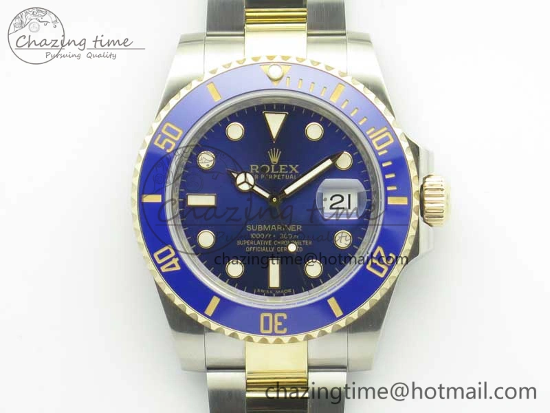 Bright Submariner 116613 LB Noob 1:1 Best Edition YG Wrapped Bezel Blue Dial on SS YG Bracelet A2836 V 3413