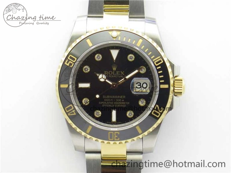 Affordable Submariner 116613 LN Black Ceramic 316L Bp Maker 1-1 Best Edition Black Dial Diam on SS  YG Bracelet SA3135 V 3011