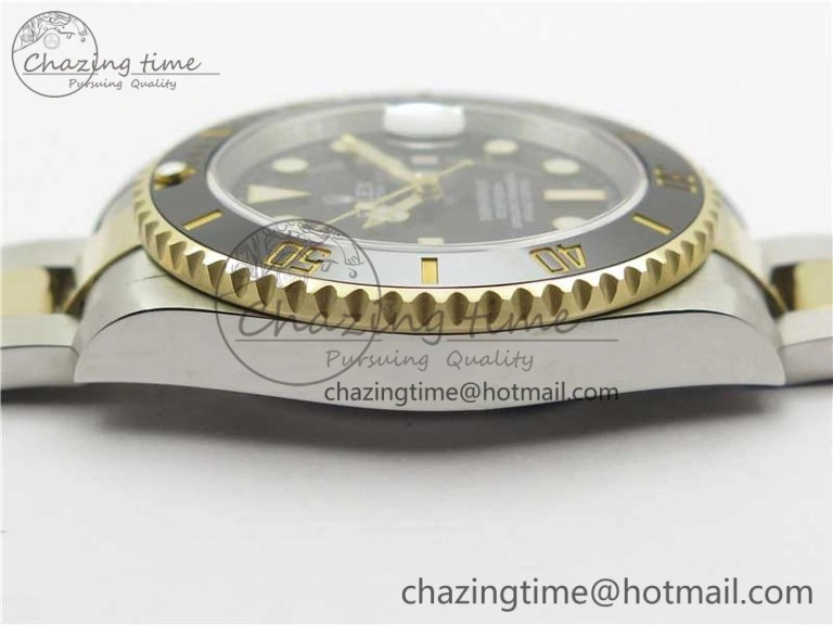 SmoothTexture Submariner 116613 LN Blue Ceramic SS YG Wrapped ROF 1:1 Best Edition Black Dial On SS YG Wrapped Bracelet A 2912