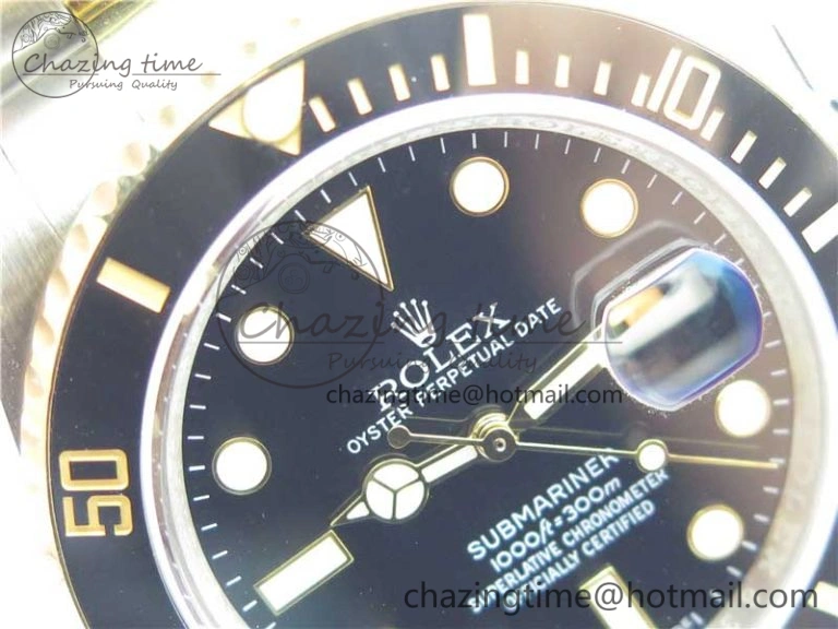 SmoothTexture Submariner 116613 LN Blue Ceramic SS YG Wrapped ROF 1:1 Best Edition Black Dial On SS YG Wrapped Bracelet A 2912