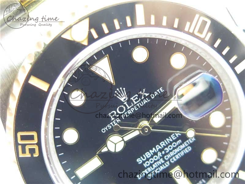SmoothTexture Submariner 116613 LN Blue Ceramic SS YG Wrapped ROF 1:1 Best Edition Black Dial On SS YG Wrapped Bracelet A 2912