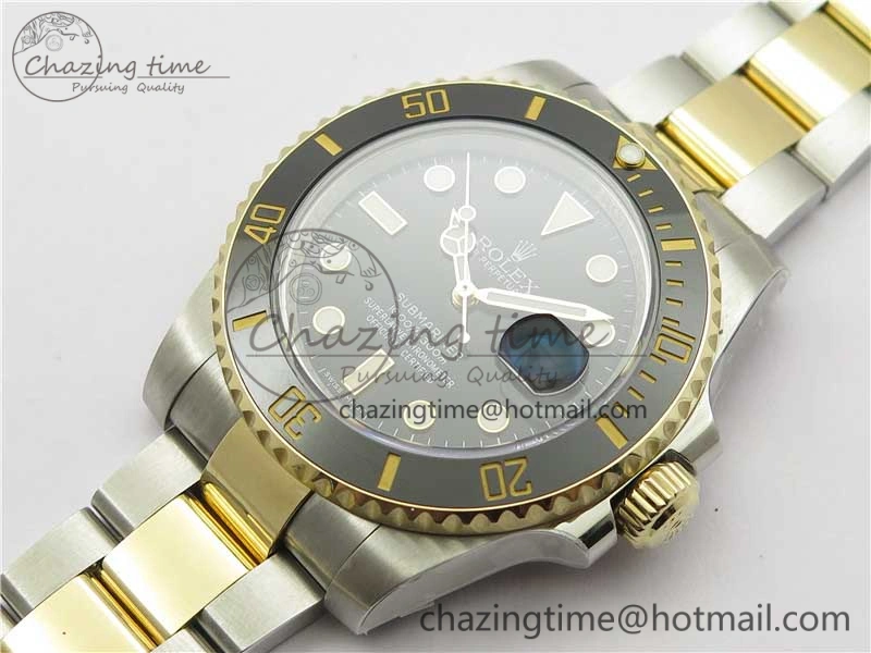 SmoothTexture Submariner 116613 LN Blue Ceramic SS YG Wrapped ROF 1:1 Best Edition Black Dial On SS YG Wrapped Bracelet A 2912