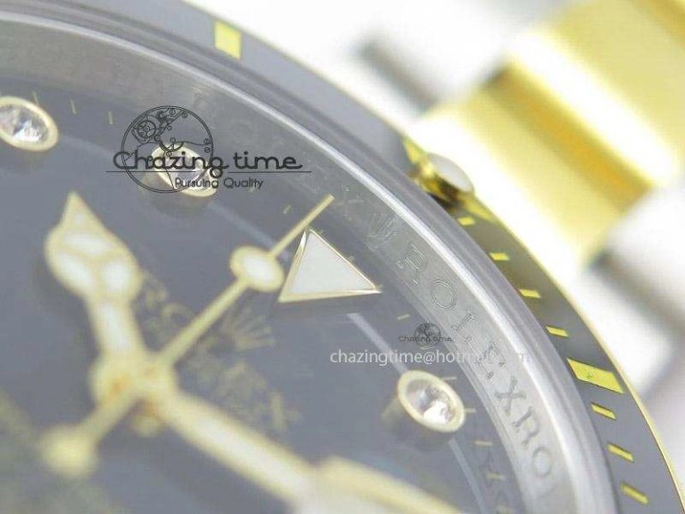 FlexibleFit Submariner 116613 LN Diamonds Markers Black Dial on SS YG Bracelet A 4038