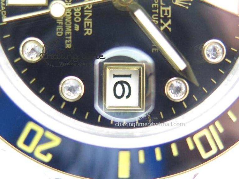 FlexibleFit Submariner 116613 LN Diamonds Markers Black Dial on SS YG Bracelet A 4038