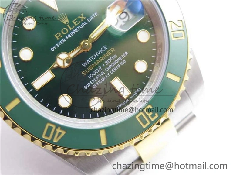 BestValue Submariner 116613 LV VRF Best Edition YG Wrapped Bezel Green Dial on SS YG Bracelet A2836 MAX Version 2920