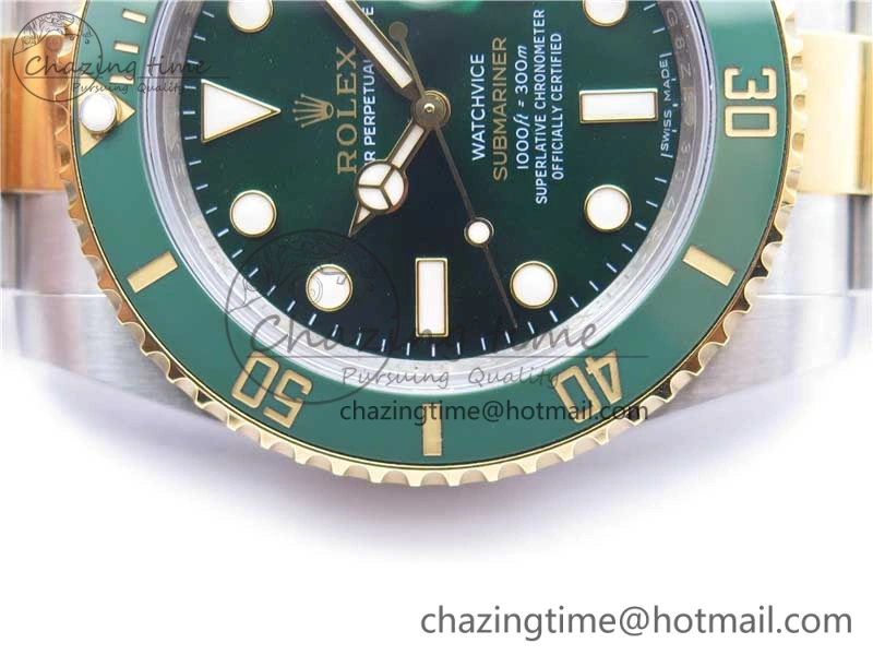 BestValue Submariner 116613 LV VRF Best Edition YG Wrapped Bezel Green Dial on SS YG Bracelet A2836 MAX Version 2920
