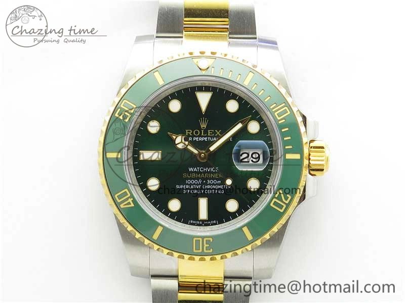 BestValue Submariner 116613 LV VRF Best Edition YG Wrapped Bezel Green Dial on SS YG Bracelet A2836 MAX Version 2920