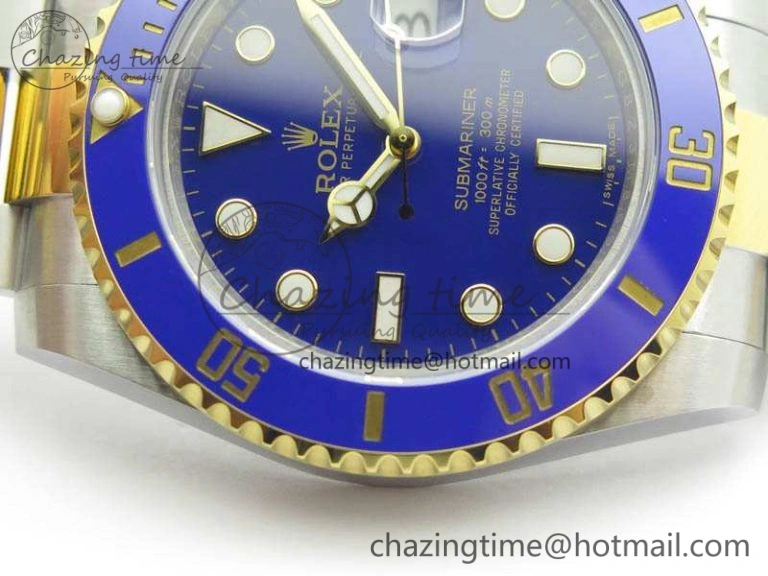 Unique Submariner 116613LB Noob 1:1 Best Edition Blue Dial On SS YG Bracelet A2836 V 3574