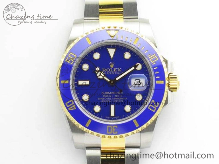 Unique Submariner 116613LB Noob 1:1 Best Edition Blue Dial On SS YG Bracelet A2836 V 3574
