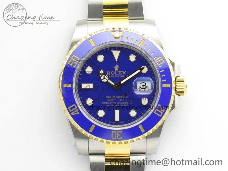 Unique Submariner 116613LB Noob 1:1 Best Edition Blue Dial On SS YG Bracelet A2836 V 3574
