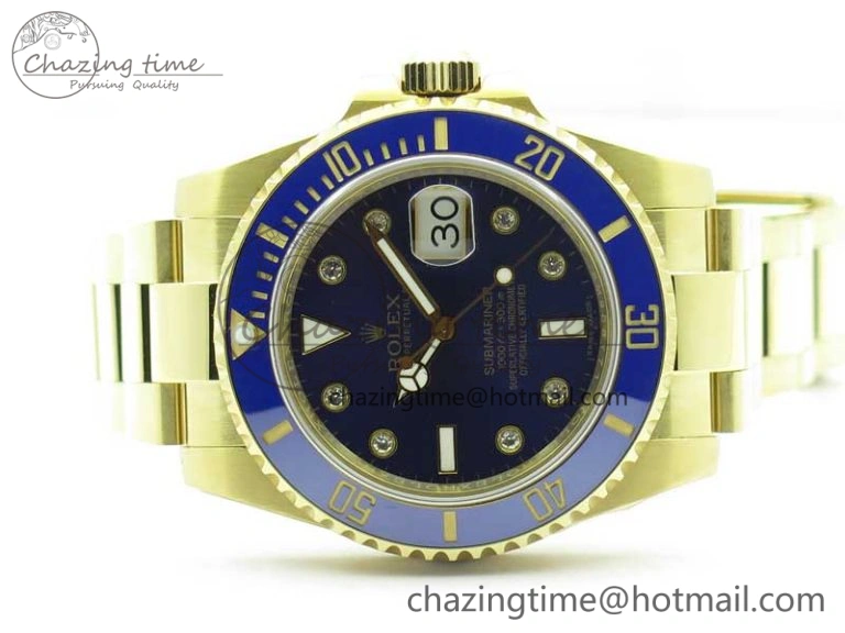 Trendy Submariner 116618 LB Blue Ceramic 316L Bp Maker 1:1 Best Edition Blue Dial Diam on YG Bracelet SA3135 V 3009