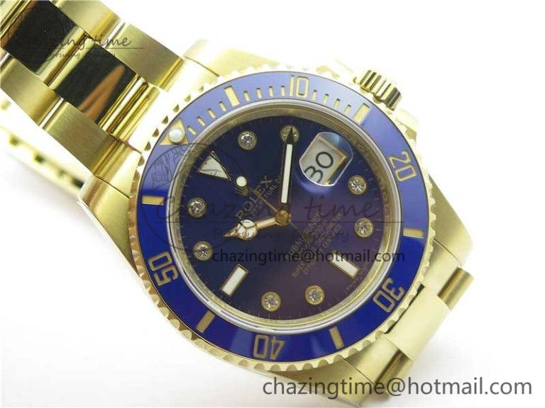 Trendy Submariner 116618 LB Blue Ceramic 316L Bp Maker 1:1 Best Edition Blue Dial Diam on YG Bracelet SA3135 V 3009