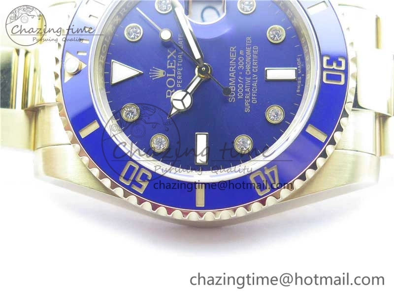 Trendy Submariner 116618 LB Blue Ceramic 316L Bp Maker 1:1 Best Edition Blue Dial Diam on YG Bracelet SA3135 V 3009