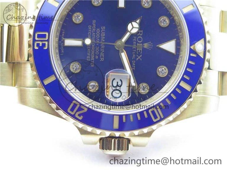 Trendy Submariner 116618 LB Blue Ceramic 316L Bp Maker 1:1 Best Edition Blue Dial Diam on YG Bracelet SA3135 V 3009