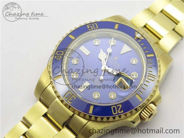 Trendy Submariner 116618 LB Blue Ceramic 316L Bp Maker 1:1 Best Edition Blue Dial Diam on YG Bracelet SA3135 V 3009