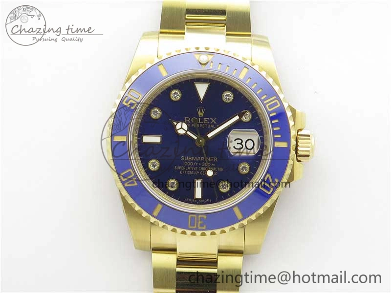 Trendy Submariner 116618 LB Blue Ceramic 316L Bp Maker 1:1 Best Edition Blue Dial Diam on YG Bracelet SA3135 V 3009