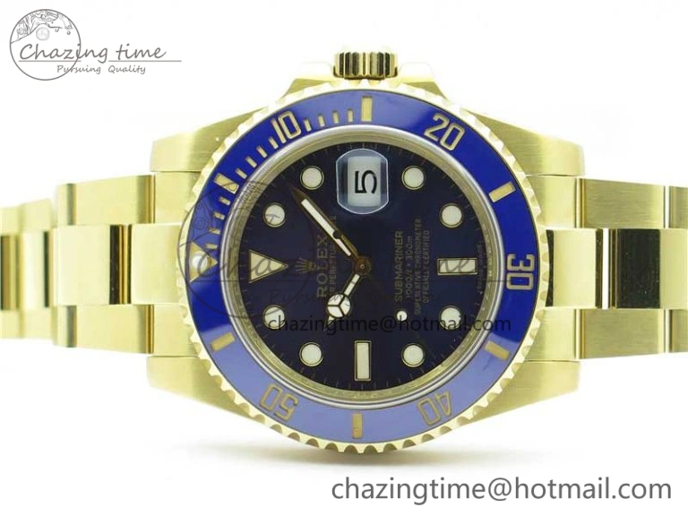 Submariner 116618 LB Blue Ceramic 316L Bp Maker 1:1 Best Edition Blue Dial on YG Bracelet SA3135 V ZipUp 3013