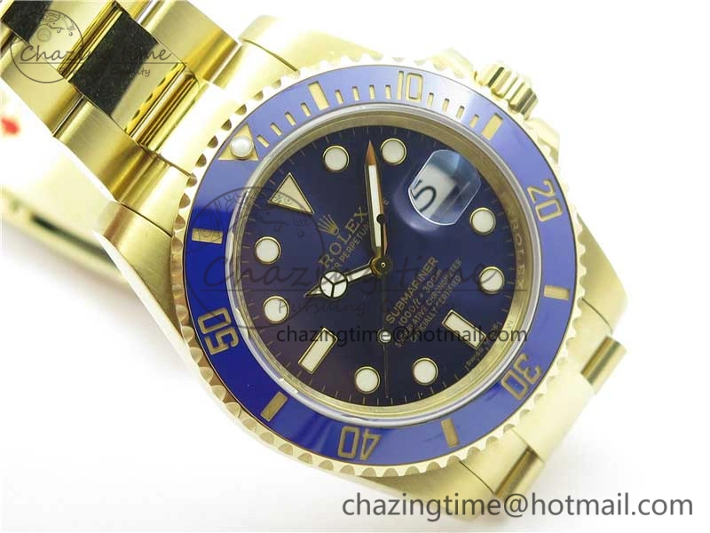 Submariner 116618 LB Blue Ceramic 316L Bp Maker 1:1 Best Edition Blue Dial on YG Bracelet SA3135 V ZipUp 3013
