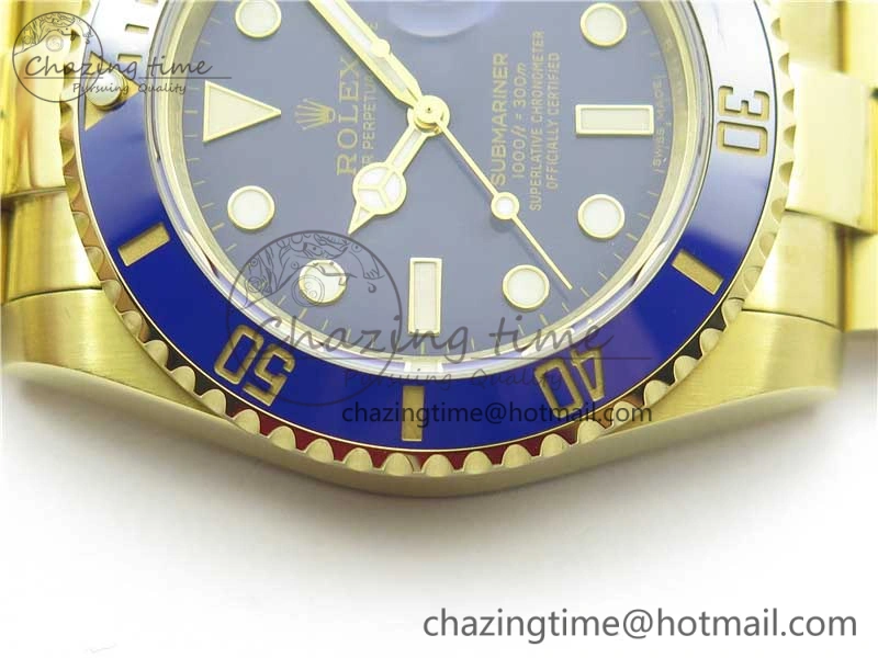 Submariner 116618 LB Blue Ceramic 316L Bp Maker 1:1 Best Edition Blue Dial on YG Bracelet SA3135 V ZipUp 3013